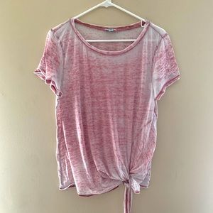 Pink and white tie-waist t-shirt by Susina.